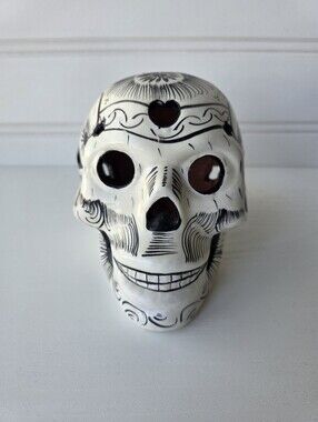Sugar Skull Day of the Dead White Black Cermaic Skull Home Decor